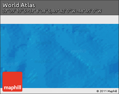 Shaded Relief 3D Map of the Area around 37° 23' 54" S, 49° 13' 30" W
