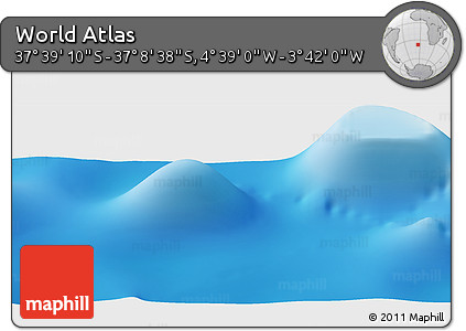 Shaded Relief Panoramic Map of the Area around 37° 23' 54" S, 4° 10' 30" W