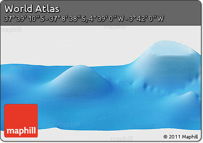 Shaded Relief Panoramic Map of the Area around 37° 23' 54" S, 4° 10' 30" W