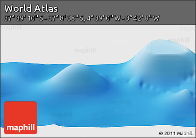 Shaded Relief Panoramic Map of the Area around 37° 23' 54" S, 4° 10' 30" W