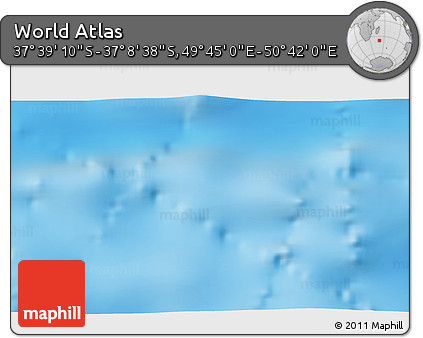 Shaded Relief 3D Map of the Area around 37° 23' 54" S, 50° 13' 30" E