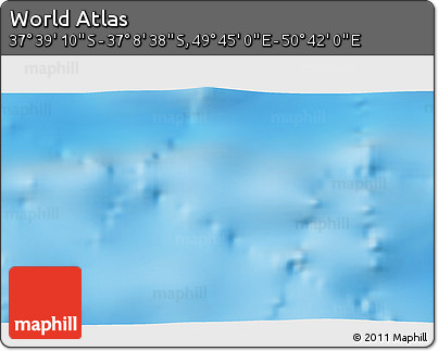 Shaded Relief 3D Map of the Area around 37° 23' 54" S, 50° 13' 30" E