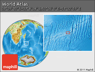 Physical Location Map of the Area around 37° 23' 54" S, 51° 4' 30" E