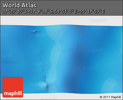 Physical 3D Map of the Area around 37° 23' 54" S, 55° 19' 30" E