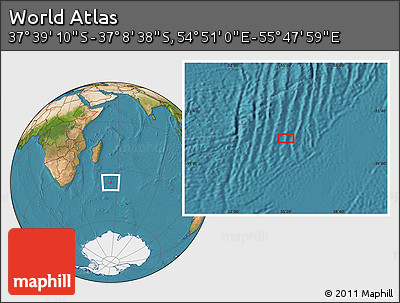 Satellite Location Map of the Area around 37° 23' 54" S, 55° 19' 30" E