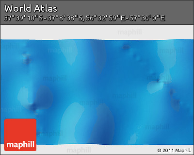 Physical 3D Map of the Area around 37° 23' 54" S, 57° 1' 29" E