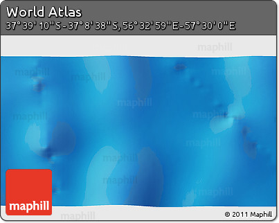 Physical 3D Map of the Area around 37° 23' 54" S, 57° 1' 29" E