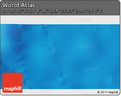 Physical 3D Map of the Area around 37° 23' 54" S, 57° 52' 30" E