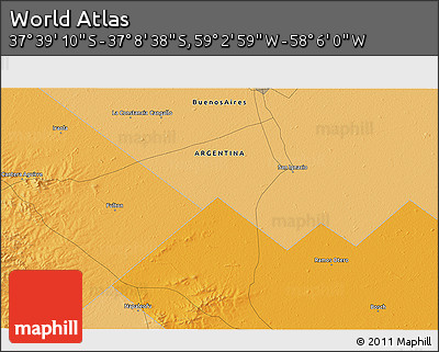 Political 3D Map of the Area around 37° 23' 54" S, 58° 34' 30" W