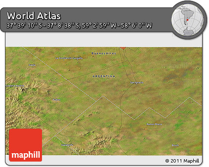 Satellite 3D Map of the Area around 37° 23' 54" S, 58° 34' 30" W