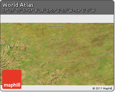 Satellite 3D Map of the Area around 37° 23' 54" S, 58° 34' 30" W