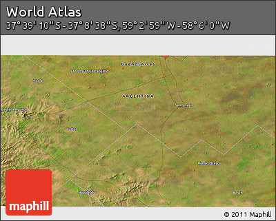Satellite 3D Map of the Area around 37° 23' 54" S, 58° 34' 30" W