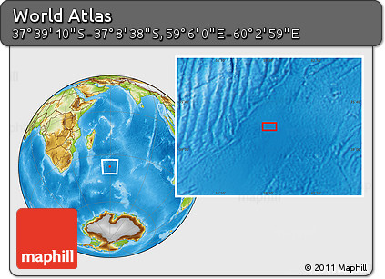Physical Location Map of the Area around 37° 23' 54" S, 59° 34' 30" E