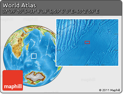Physical Location Map of the Area around 37° 23' 54" S, 59° 34' 30" E