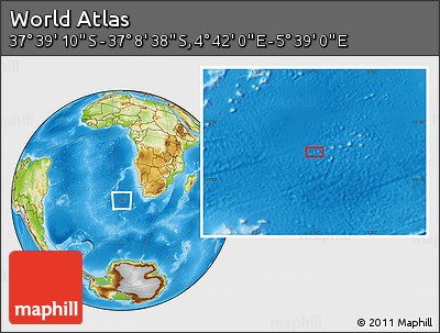 Physical Location Map of the Area around 37° 23' 54" S, 5° 10' 30" E
