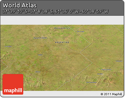 Satellite 3D Map of the Area around 37° 23' 54" S, 61° 7' 30" W