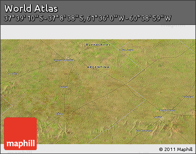 Satellite 3D Map of the Area around 37° 23' 54" S, 61° 7' 30" W