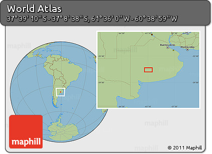 Savanna Style Location Map of the Area around 37° 23' 54" S, 61° 7' 30" W