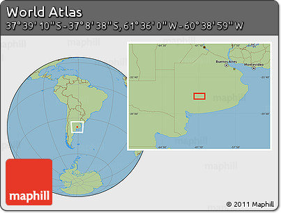 Savanna Style Location Map of the Area around 37° 23' 54" S, 61° 7' 30" W