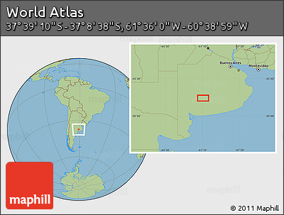 Savanna Style Location Map of the Area around 37° 23' 54" S, 61° 7' 30" W