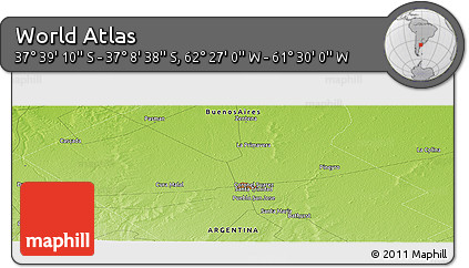 Physical Panoramic Map of the Area around 37° 23' 54" S, 61° 58' 30" W