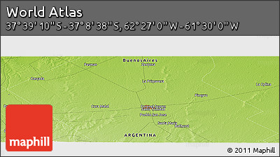 Physical Panoramic Map of the Area around 37° 23' 54" S, 61° 58' 30" W