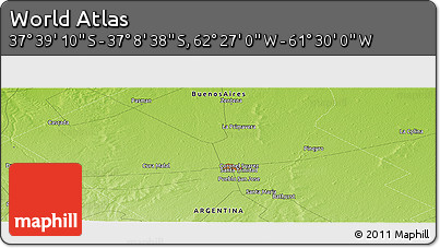 Physical Panoramic Map of the Area around 37° 23' 54" S, 61° 58' 30" W
