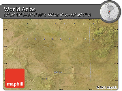 Satellite Map of the Area around 37° 23' 54" S, 66° 13' 29" W