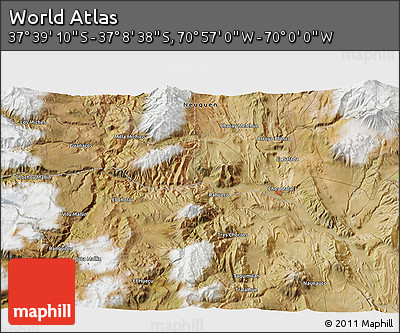 Satellite 3D Map of the Area around 37° 23' 54" S, 70° 28' 29" W