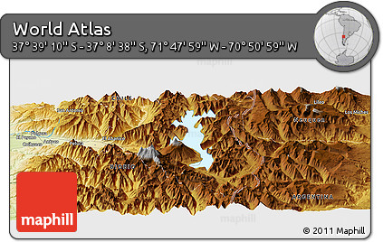 Physical Panoramic Map of the Area around 37° 23' 54" S, 71° 19' 29" W