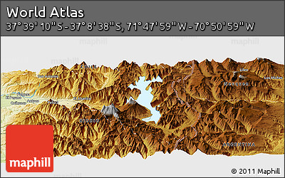Physical Panoramic Map of the Area around 37° 23' 54" S, 71° 19' 29" W