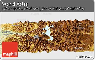 Physical Panoramic Map of the Area around 37° 23' 54" S, 71° 19' 29" W