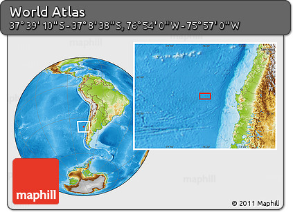 Physical Location Map of the Area around 37° 23' 54" S, 76° 25' 30" W