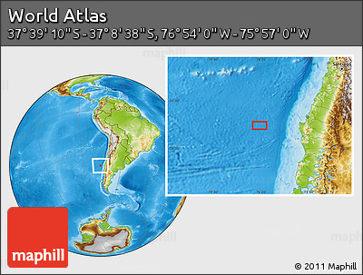 Physical Location Map of the Area around 37° 23' 54" S, 76° 25' 30" W