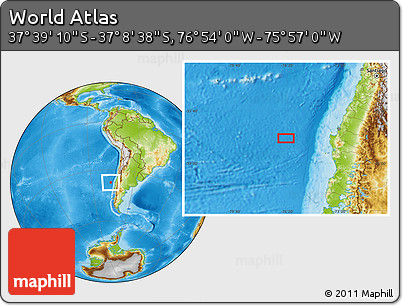 Physical Location Map of the Area around 37° 23' 54" S, 76° 25' 30" W