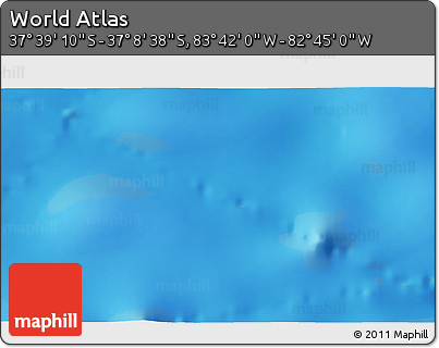 Physical 3D Map of the Area around 37° 23' 54" S, 83° 13' 29" W