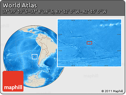 Shaded Relief Location Map of the Area around 37° 23' 54" S, 83° 13' 29" W