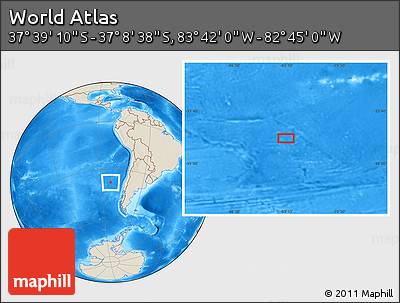 Shaded Relief Location Map of the Area around 37° 23' 54" S, 83° 13' 29" W
