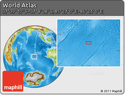Physical Location Map of the Area around 37° 23' 54" S, 85° 55' 30" E
