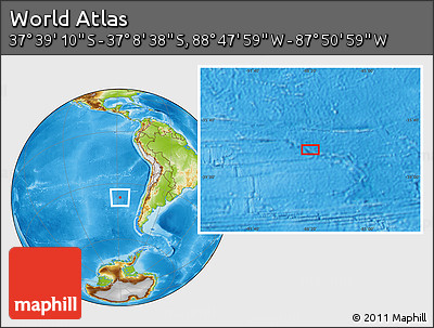 Physical Location Map of the Area around 37° 23' 54" S, 88° 19' 29" W