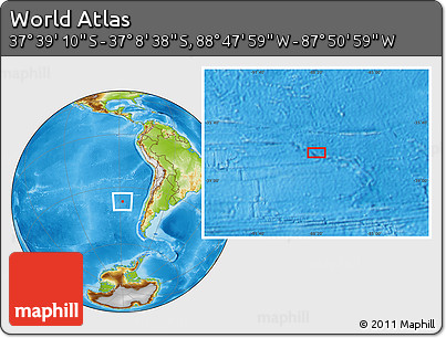 Physical Location Map of the Area around 37° 23' 54" S, 88° 19' 29" W