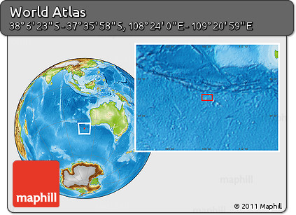 Physical Location Map of the Area around 37° 51' 10" S, 108° 52' 30" E