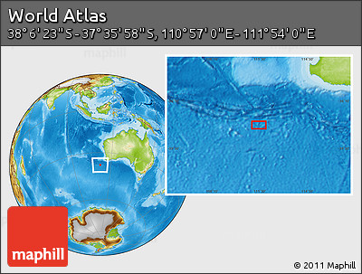 Physical Location Map of the Area around 37° 51' 10" S, 111° 25' 30" E