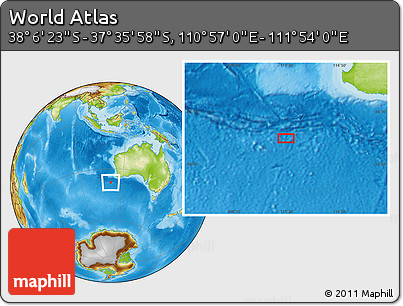 Physical Location Map of the Area around 37° 51' 10" S, 111° 25' 30" E