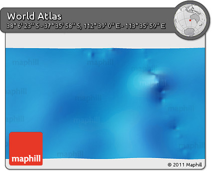 Shaded Relief 3D Map of the Area around 37° 51' 10" S, 113° 7' 30" E