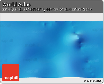 Shaded Relief 3D Map of the Area around 37° 51' 10" S, 113° 7' 30" E