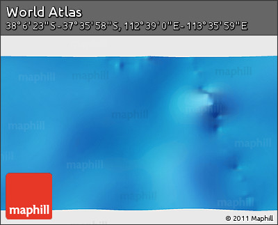 Shaded Relief 3D Map of the Area around 37° 51' 10" S, 113° 7' 30" E