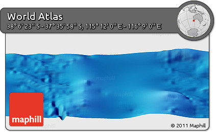 Physical Panoramic Map of the Area around 37° 51' 10" S, 115° 40' 30" E