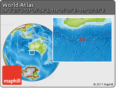 Physical Location Map of the Area around 37° 51' 10" S, 119° 4' 29" E