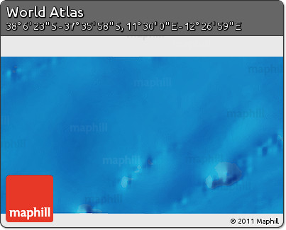 Physical 3D Map of the Area around 37° 51' 10" S, 11° 58' 29" E